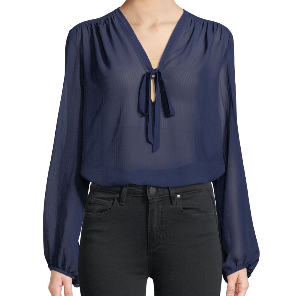 NWT Theory Bernetta Pebbled Seersucker Silk Blouse